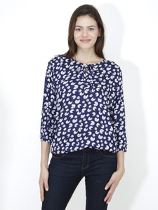 Mayra Casual 3/4th Sleeve Printed Women's Blue Top