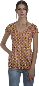 Marzeni Casual Short Sleeve Printed Women's Multicolor Top