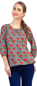 Ziyaa Casual 3/4th Sleeve Checkered Women's Multicolor Top