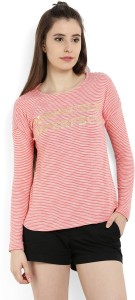United Colors of Benetton Casual Full Sleeve Striped Women's Pink Top