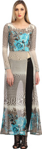 Cation Casual Full Sleeve Printed Women's Grey Top