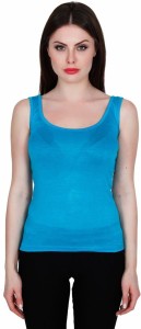 TeeMoods Casual Sleeveless Solid Women's Blue Top