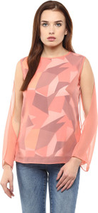 Athena Party Full Sleeve Printed Women's Beige, Multicolor Top