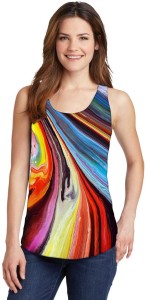 Snoogg Casual Sleeveless Graphic Print Women's Multicolor Top
