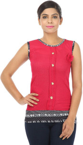 TeeMoods Casual Sleeveless Solid Women's Pink Top