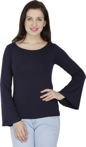 Svt Ada Collections Casual Full Sleeve Solid Women's Dark Blue Top