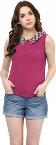 Martini Casual Sleeveless Solid Women's Pink Top