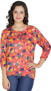 Mayra Party 3/4th Sleeve Floral Print Women's Multicolor Top