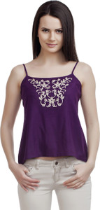 Orianne Casual Noodle strap Solid Women's Purple Top