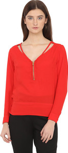Martini Casual Full Sleeve Solid Women's Red Top