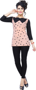 Ziyaa Casual 3/4th Sleeve Printed Women's Beige Top