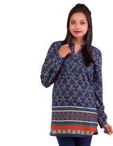 Goodwill Impex Casual Full Sleeve Floral Print Women's Blue Top