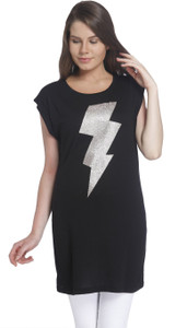 Vero Moda Casual Short Sleeve Graphic Print Women's Black Top