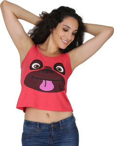 Imagica Casual Sleeveless Printed Women's Pink Top