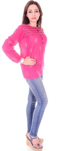 Goodwill Impex Casual Full Sleeve Printed Women's Pink Top