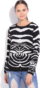 Van Heusen Casual Full Sleeve Printed Women's White, Black Top