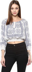 Skidlers Casual 3/4th Sleeve Floral Print Women's Multicolor Top