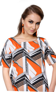 Ziyaa Casual Short Sleeve Geometric Print Women's Multicolor Top