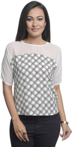 A Luv Ya Casual Short Sleeve Checkered Women's Black, White Top