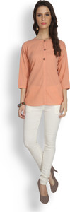 Eternal Casual 3/4th Sleeve Solid Women's Orange Top