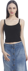 Only Casual Noodle strap Solid Women's Black Top