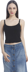 Only Casual Noodle strap Solid Women's Black Top