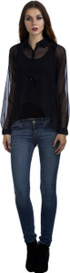MansiCollections Casual Full Sleeve Solid Women's Black Top