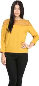 Mayra Party 3/4th Sleeve Solid Women's Yellow Top