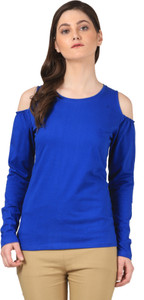 Fashion Expo Casual Full Sleeve Solid Women's Dark Blue Top
