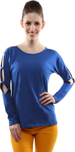 Miss Chase Casual Full Sleeve Solid Women's Blue Top