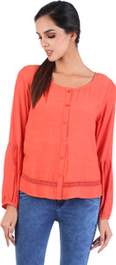 Urbanroots Casual Full Sleeve Solid Women's Orange Top