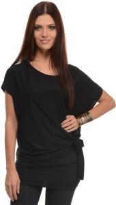 Mayra Casual Short Sleeve Solid Women's Black Top