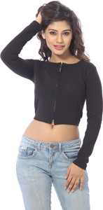 Abony Casual Full Sleeve Solid Women's Black Top