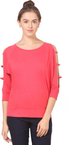 Fashion Expo Casual 3/4th Sleeve Solid Women's Pink Top