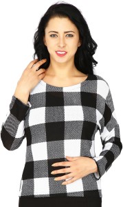 Svt Ada Collections Casual Full Sleeve Checkered Women's White Top