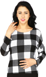 Svt Ada Collections Casual Full Sleeve Checkered Women's White Top