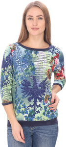 Alfa Fashion Casual 3/4th Sleeve Graphic Print Women's Multicolor Top