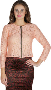 Mayra Party 3/4th Sleeve Solid Women's Pink Top