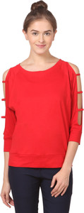 Fashion Expo Casual 3/4th Sleeve Solid Women's Red Top