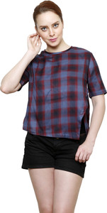 I Am For You Casual Short Sleeve Checkered Women's Multicolor Top