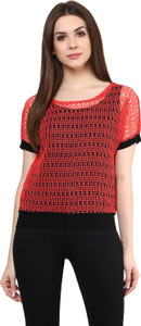 Mayra Party Short Sleeve Solid Women's Red Top