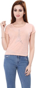 Bfly Casual Short Sleeve Solid Women's Pink Top