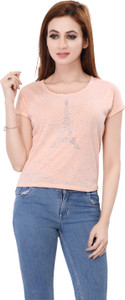 Bfly Casual Short Sleeve Solid Women's Pink Top