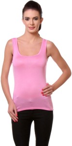 TeeMoods Casual Sleeveless Solid Women's Pink Top