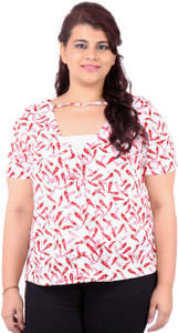 LASTINCH Casual Short Sleeve Printed Women's White Top