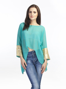Schwof Party Full Sleeve Solid Women's Green Top