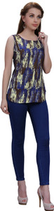 Ziyaa Casual Sleeveless Printed Women's Multicolor Top