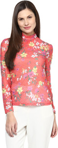 Harpa Casual Full Sleeve Animal Print Women's Orange Top