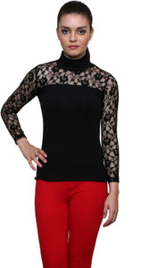 Le Bourgeois Casual Full Sleeve Solid Women's Black Top