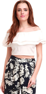 Sassafras Casual Sleeveless Solid Women's White Top